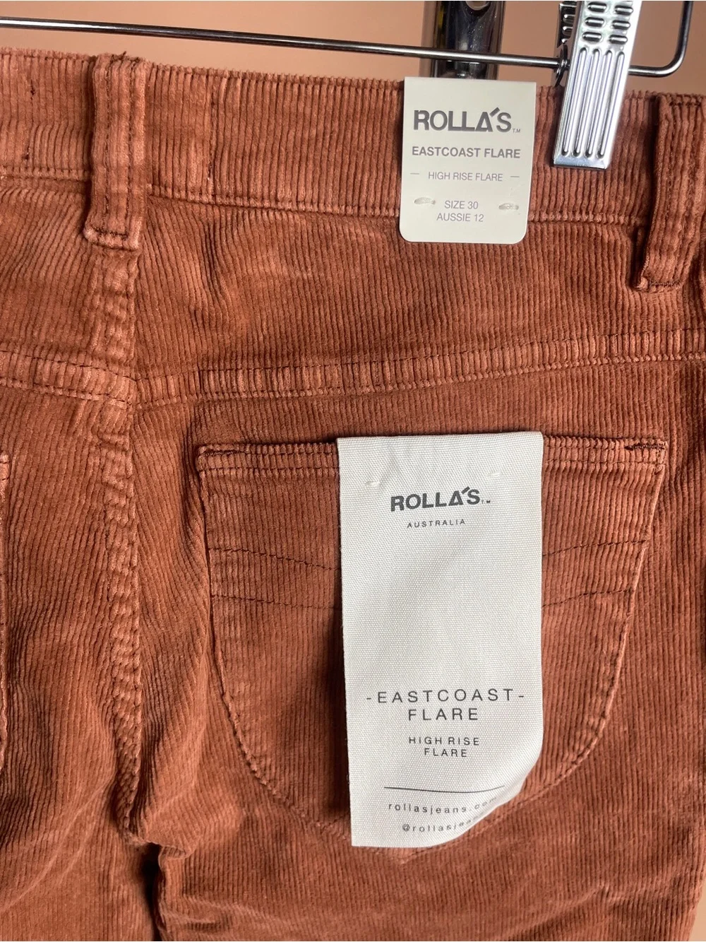 ROLLA'S Women’s Rust Brown Corduroy Wide-Leg Jeans